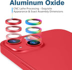 AGVEE 3+3 6 Pack for iPhone 14 6.1" / 14 Plus 6.7" Camera Lens Cover Protector, Metal Ring 9H Tempered HD Glass Camera Cover Protector Film, Red