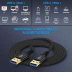 USB 3.0 A to A, 6 FT, Male to Male Cable Double End USB Cord Data Transfer Cord for External Hard Driver,DVD Player,Laptop Cooler,TV,Sound Bar,Monitor,USB3.0 Hub,Projector,Set Up Box,Printer,Camera