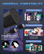 30W USB C Phone 15 Charger Fast Charging Block for iPhone 15/15 Pro Max/15 Pro/15 Plus/Samsung Galaxy S23 Ultra/S23/S23+/S22/S22 Ultra/S22+/S21 Ultra/S20 Ultra/Note 20 & 6.6Ft USB C Charger Cable