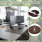 PATIKIL Desk Grommet 1-9/16", 8 Pcs Round Cable Grommet Cord Hole Cover with Adhesive Tape Flexible Table Wire Organizer for Office Home Table Countertop, Deep Brown