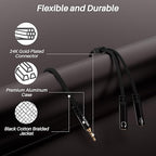 1/8inch Aux Headphone Splitter 2 Way Cable 3FT, 3.5mm 1 Male to 2 Female Mic and Audio Y TRRS Adapter, Compatible with Headset Earphone Switch 2/PS4/PS5 Steam Deck Xbox PC Laptop Phone Tablet Gaming