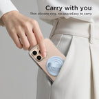 Magnetic Phone Ring Grip Holder, Silicone Finger Loop Grip, Compatible with MasSafe, Back of Phone for iPhone Pro Max/Plus/16/15/15/14/13/12 Series, Baby Blue