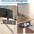2 Pack Cable Management Under Desk Black, Cinati 32" Large Cable Management Tray, Under Desk Alloy Steel Wire Organizers, Cord Hider Tray for Office and Home - Tape or Screw Installation