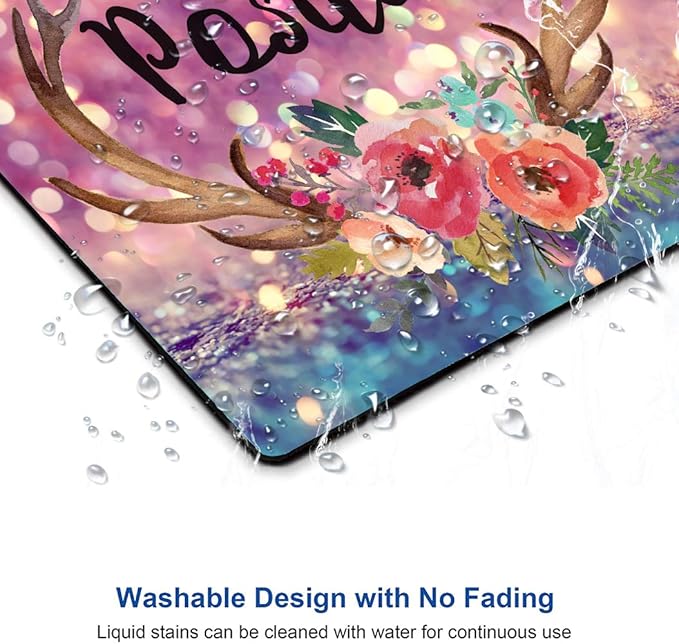 Inspirational Quote Mouse Pad - Purple Glitter, Square Waterproof, Non-Slip Rubber Base for Office Laptop, 9.5"x7.9"x0.12" Inch (Stay Positive)