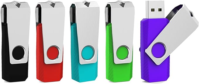 Aiibe 5 Pack 16GB USB Flash Drive 16 GB Flash Drive USB 2.0 Thumb Drive Pack Reliable Flash Disk Memory Stick USB Drives with Led Light (16G, 5 Colors: Black Red Cyan Green Purple)