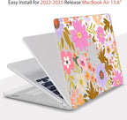 Teryeefi Compatible for MacBook Air 13.6 inch Case A3240 A3113 A2681 (2025 2024-2022 Release), Protective Plastic Hard Shell Cover for MacBook Air M2 M3 M4 13 inch, Pretty Floral A006