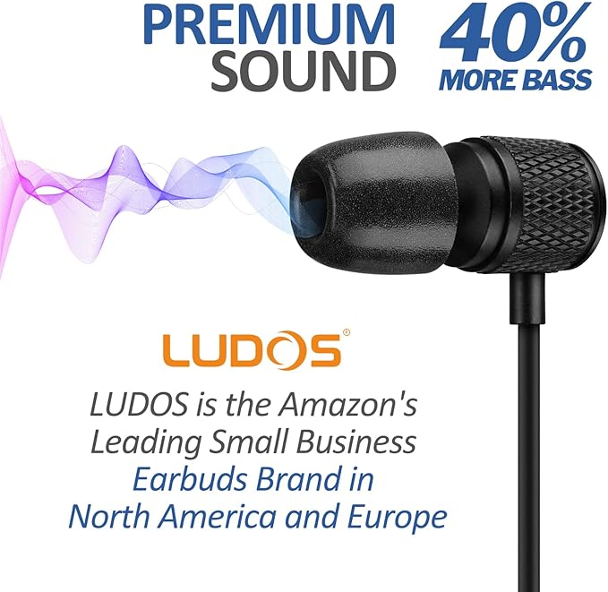 LUDOS Ultra USB C Headphones for iPhone 16 15 Pro Max Plus iPad Pro, 5 Years Warranty, Magnetic USB-C Earbuds for Samsung Galaxy S24 S23 Ultra S22 S21 FE S20 A55 A54 A53, USB Type C Earphones - Black