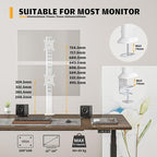 Hemudu Dual Monitor Articulating Desk Mount Arm Stand - Vertical Stack Screen Supports Two 13 to 34 Inch Computer Monitors with C Clamp White
