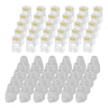 MECCANIXITY 100pcs Cat6 RJ45 Pass Through Connectors, RJ45 Connector 8P8C Gold Plated Plugs with 100pcs Light Grey Strain Relief Boots for Solid or Stranded UTP Ethernet Cable, 1.1mm