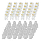 MECCANIXITY 60pcs Cat6 RJ45 Pass Through Connectors, RJ45 Connector 8P8C Gold Plated Plugs with 60pcs Light Grey Strain Relief Boots for Solid or Stranded UTP Ethernet Cable, 1.1mm