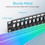 24 Port Blank Keystone Patch Panel with Snap-in Design (2 Pack), Cat6 Network Patch Panel 1U 19 inch, Rack Mount Ethernet Patch Panel (for Slim Keystone Only)