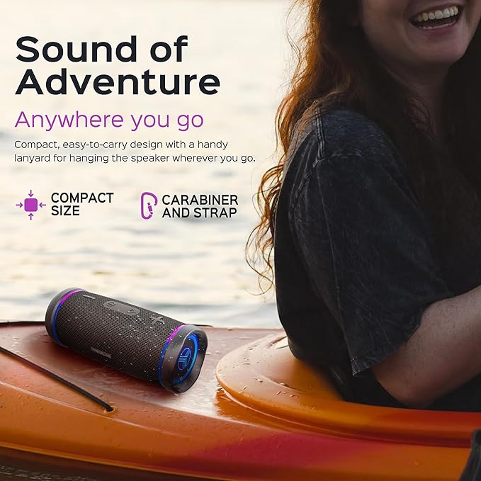 TREBLAB HD77 Bluetooth Speaker - Powerful 360° Sound with Impactful Bass, 30W Portable Wireless Audio, 20H Battery, IPX7 Waterproof, TWS Stereo, Shockproof Design for Outdoor, Beach, Pool, Jobsite