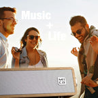MICA Computer Speakers, Wired Computer Sound Bar, Wooden Mini Soundbar, USB Powered PC Speakers 3.5mm AUX & PC Input (Yellow)