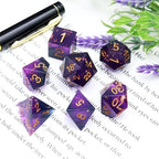 Haxtec DND Dice Set Sharp Edge Resin Dice with Dice Case Purple Black D&D Dice for RPG Role Playing Games Compatible with Dungeons and Dragons Gift War Series