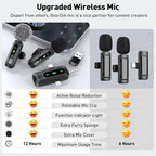 Wireless Lavalier Microphone for iPhone, Android, USB C, PC, Camera Video Recording 4 in 1 Clip-on Mics with Rotatable Clip&Denoise Recording, for Vlog Tiktok YouTube Podcast Content Creator