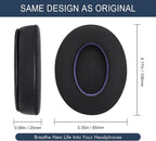 Ice Silk Fabric Replacement Earpads Cushions for HyperX Cloud/Alpha, Audio Technica M50X/M40X, Sony MDR 7506, Turtle Beach Stealth 400/600, & More - Ear Pads with Memory Foam & Added Thickness