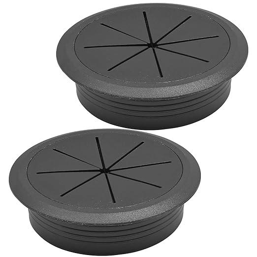 Desk Grommet 3-1/8" (80 mm), Desk Hole Cover for Cables Black, Cable Grommet ABS Plastic, Desk Hole Grommet for Office and Home Table Cable, Detachable & Flexible Cable Cord Organizer-2 Pcs