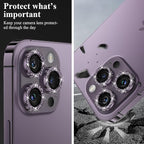YWXTW Designed for iPhone 14 Pro/iPhone 14 Pro Max Camera Lens Protector Bling, [New Glitter Design] Individual Metal Tempered Glass Camera Cover Accessories Case Friendly, 1 Set (Purple Glitter)