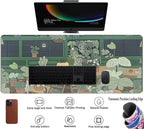 Kawaii Bear XL Gaming Mouse Pad & Desk Mat - 31.5x11.8 in, Aesthetic Brown & Green Forest Keyboard Pad