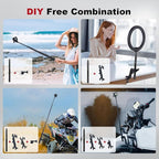 Motorcycle Ebike Mount kit for Insta360 X5, Bike & Golf Car Handlebar Clamp Mount and 59" Invisible Selfie Stick Bundle Kit, Super Clamp, Action Camera Adapter for GO2/3/3S/DJl, JC027