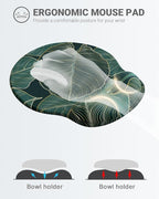 Ergonomic Mouse Pad Wrist Support, Comfortable Mouse Pad Wrist Rest, Relieve Wrist Pain Gel Mouse pad, Non-Slip Rubber Base Mousepad for Laptop, Computer(Green Leaf)