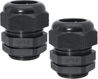 1" NPT Nylon Cable Glands, IP68 Waterproof Adjustable Cord Grip Cable Connector Strain Relief Wire Protectors for 18-25mm Cable Diameter, 2 Pcs, Black