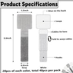 40 PCS Hook and Loop Cable Ties, Self-Adhesive Hook and Loop Cable Straps, Sticky-Back Wire Organizer for Under Desk Cable Management, Adjustable Cable Straps Clips for Home Office(White, Gray)