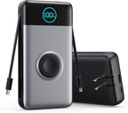 Portable Charger 40800mAh Power Bank with Built-in Cables,Wall Plug and iWatch Charger,6-IN-1 QC4.0+25W PD USB C Fast Phone Charging,LCD Display Battery Pack for iPhone 16/15/14,Apple Watch,Galaxy etc