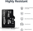 Amazon Basics Micro SDXC Memory Card with Full Size Adapter, A2, U3, Read Speed up to 100 MB/s, 256 GB, Black
