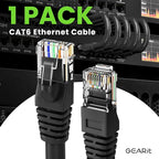 GEARit Cat 6 Ethernet Cable (1-Pack 3 Feet) Cat6 Network Patch, 10Gbps, RJ45, Snagless Cord, Gold-Plated Connectors, Internet for PC, TV, Tablet, Router, Printer, Servers, IT Data Center - Black