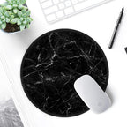 ITNRSIIET Round Mouse Pad with Stitched Edge Premium-Textured Waterproof Non-Slip Rubber Base Desktop Protection Mat Diameter 8.7 inches, Black Marbling