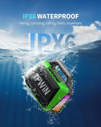 Portable Bluetooth Speaker Wireless - Loud Speakers 80W Peak, 20H Playtime, Light Show, TWS, Deep Bass, BT 5.3, IPX6 Waterproof for Outdoor Travel Camping Beach Pool - Green