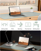 YSAGi Leather Desk Protector, Office Mat, Large Mouse Mat, Non-Slip PU Leather Blotter, Laptop Pad, Waterproof Writing Pad for Office and Home (Grayish Green, 23.6" x 13.8")