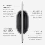 HumanCentric Vertical Laptop Stand in Vegan Black Leather, Upright Adjustable Holder and Dock, Laptop Vertical Stand Fits MacBook Pro and Other Laptops .5" to 1.5", Clamshell Compatible