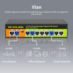 POE Switch, 10 Port Gigabit Switch, Easy Smart Cloud Managed Switch/Ethernet Splitter for Small Bessiness/Home Network & Power Management, Fanless & Metal Design, VLAN. (10 gigabit Ports|120w 8*POE+)