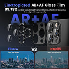 Tensea for iPhone 16 Pro/iPhone 16 Pro Max/iPhone 15 Pro/iPhone 15 Pro Max Camera Lens Protector, Metal Aluminum Alloy Tempered Glass Cover Camera Screen Protector Accessories, Case Friendly Black