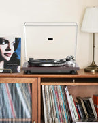 Turntable Record Player Wireless Output Carbon Fiber Tonearm Vinyl Player Aluminium Platter Belt-Drive LP Turn Tables 33 1/3&45 RPM Audio Phono RCA Line Out AT-3600L MM Cartridge Pale Walnut Red