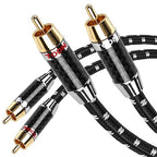 TODN RCA Cables Audiophile Male to Male Stereo Shielded HiFi OFC Car Audio RCA Cable for Sub, Amp, Phono (3ft/1m, 1 Pair)