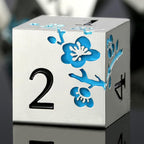 Glow in The Dark Flower Metal Dice, DNDND 7 PCS Blue Metallic D&D Dice Set with Gorgeous Gift Case for Dungeons and Dragon Tabletop Game (Glow in The Dark Blue)