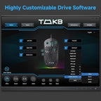 TMKB Falcon M1SE Ultralight Honeycomb Gaming Mouse, High-Precision 12800DPI Optical Sensor, 6 Programmable Buttons, Customizable RGB, Drag-Free Paracord, Ergonomic, Wired - Matte White