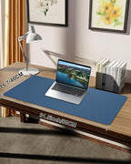 Leather Desk Protector, Non-Slip PU Laptop Mat, Waterproof Writing Pad for Office/Home (31.5"x15.7", Grey Blue)
