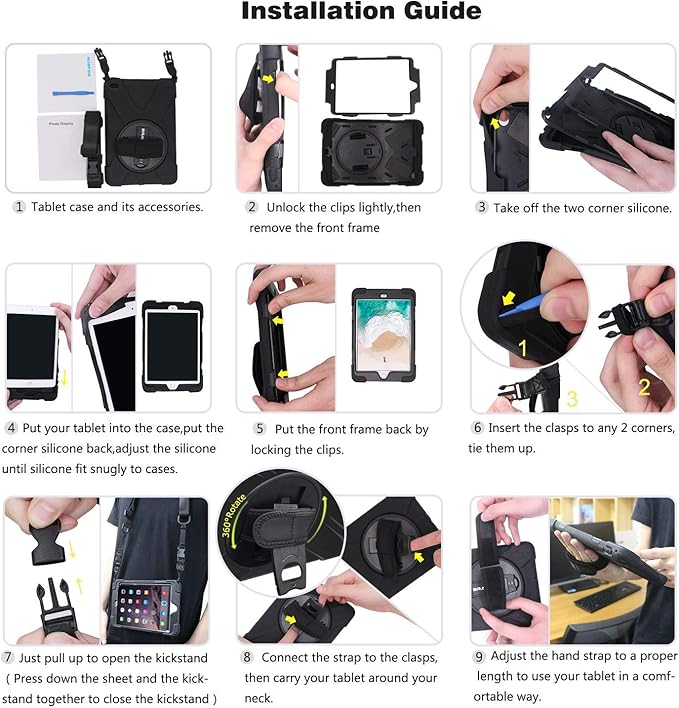 BRAECN iPad mini 5 Case,iPad mini 4 Case, Heavy Duty Shockproof Protective Rugged Case with Pencil Holder,Hand Strap,Kickstand, Shoulder Strap for iPad mini 5th/4th Generation 7.9 Inch for Kids