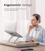 Laptop Stand, Adjustable Laptop Stand for Desk, Aluminum Computer Stand Portable Laptop Riser, Foldable Laptop Holder for Mac HP ASUS Acer Surface ThinkPad Dell
