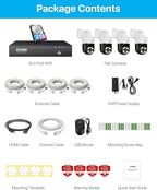 ZOSI 4K PoE Security Camera System with AI Face Person Vehicle Detection, 4 x 5MP 3K Outdoor Auto Tracking PT PoE Camera with 5X Digital Zoom, 2-Way Audio, 8CH 8MP NVR with 2TB HDD (16CH Expandable)
