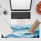 Large Gaming Mouse Pad for Desk,Mountain Desk Mat,Misty Forest Mountains Desk Pad,Extended Big Computer Keyboard Mouse Pad with Non-Slip Base and Stitched Edge,31.5"x11.8"