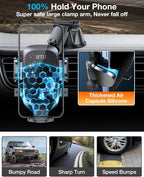 HTU [True Military-Grade] 2025 Upgraded Car Phone Holder 【Safety Certs & No Smell】 Cell Phone Holder for Car Mount for Dashboard Windshield Air Vent Long Arm Thick Case,Navy Blue
