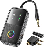 A5 Pro Bluetooth Transmitter Receiver,2-in-1 Airplane Bluetooth Adapter for Airplanes,TVs,Gyms,Supports Connecting 2 AirPods/Headphones,Low Latency and HD for Car/Home Stereo