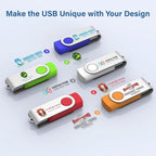Personalized Flash Drives 64GB, Wooolken Customizable USB 2.0 Thumb Drives 10/20/50/100 Pack, Logo Memory Stick Custom Flash Drive Engraved Logo (Mixcolors)