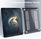 Batianda Case for M1 MacBook Air 13 Inch Model A2337 A2179 A1932 2021 2020 2019 Release,3D Painted Creative Series Design Hard Shell with Keyboard Cover & Screen Protector, Moon in Sky
