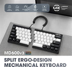 MD600 V3 RGB ORCA TKL Ergonomic Mechanical Keyboard, Cherry MX, Split Layout, PBT DoubleShot Keycap, Windows OS Compatible (Red)